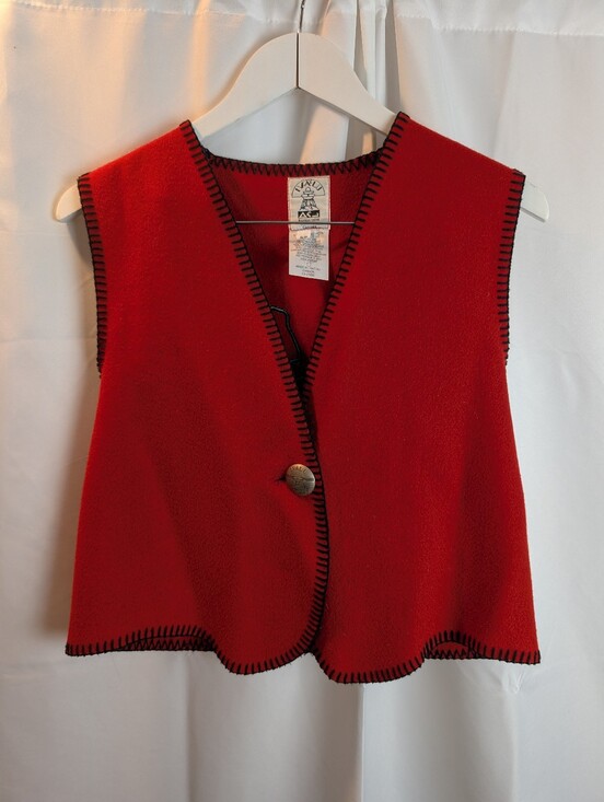 ivalu Jackets & Blazers - Vintage Ivalu Red Wool Vest Inuit Art Button | Made in Canada | Whipstitch Trim